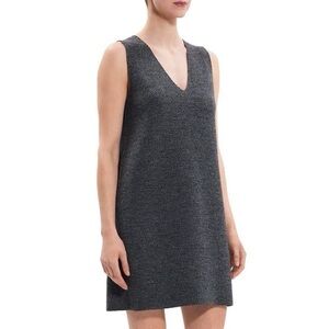 New Theory Double Face Wool Reversible Shift Mini Dress Womens Gray Size P $345